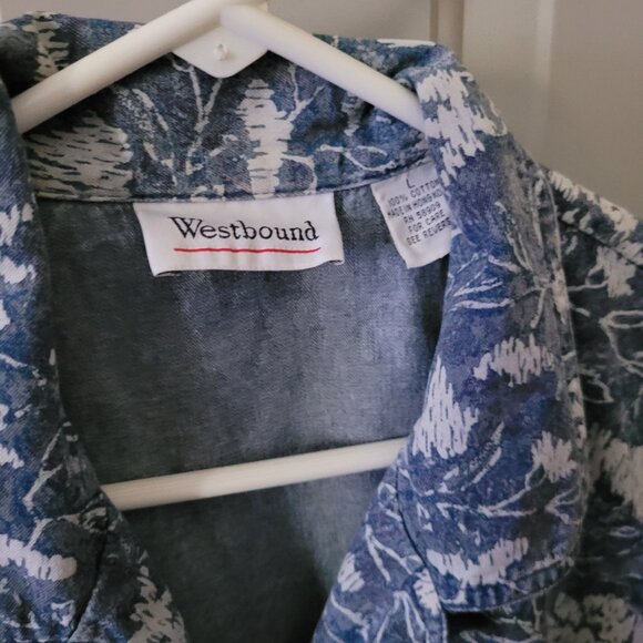 Westbound Sleeveless Button-up Top Cotton Denim Misses Large - Picture 2 of 3